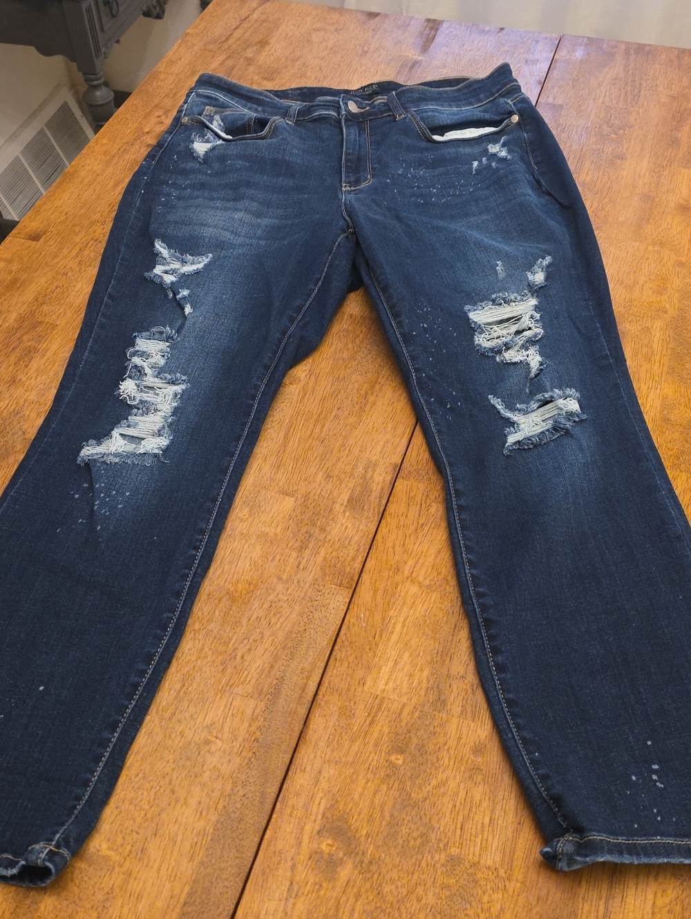 Judy Blue Dark Blue Distressed Boyfriend Jeans